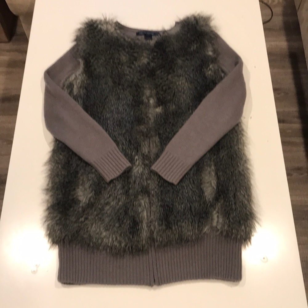 French Connection Faux Fur Sweater Coat (Size S)